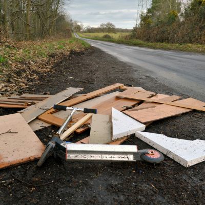 Flytipped waste on street