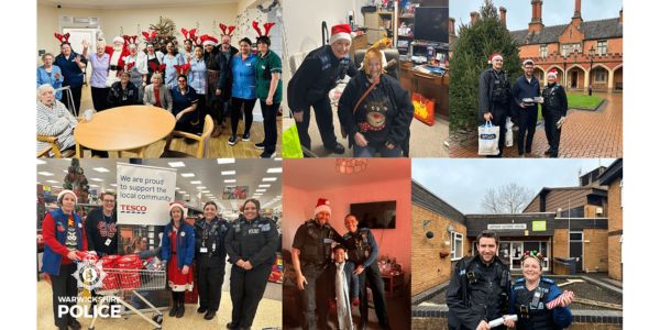 Police with residents in various locations such as Tesco